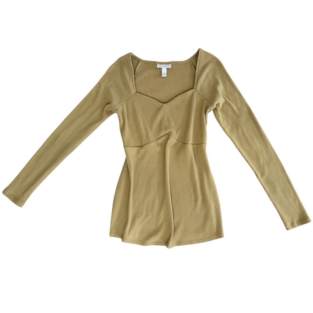 Isabel by Ingrid & Isabel Maternity Ribbed Sweetheart Neck Top Mustard Yellow S‎